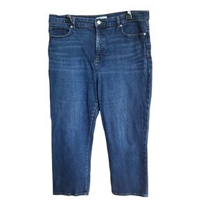 LOFT The Straight Crop Blue Denim Ankle Jeans Size 14